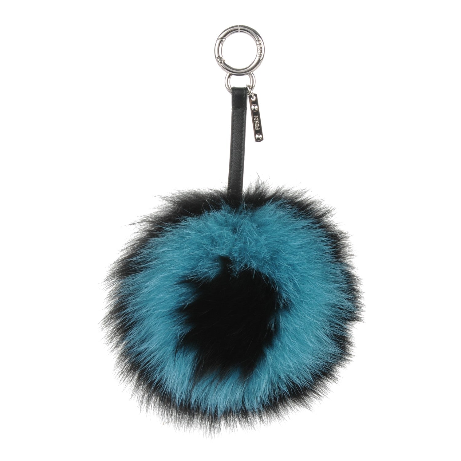 Fendi Fox Fur O ABCharm Bag Charm Black Light Blue 1 of 4