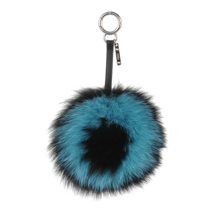 Fendi Fox Fur O ABCharm Bag Charm Black Light Blue 1 of 4