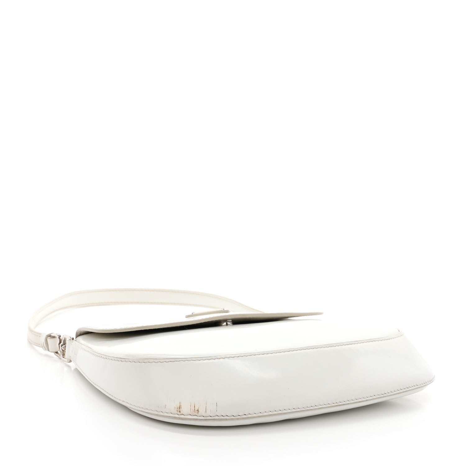 Prada Spazzolato Cleo Flap Shoulder Bag White 4 of 14