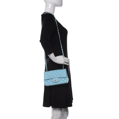 Chanel Lambskin Quilted Mini Rectangular Flap Neon Blue 2 of 10