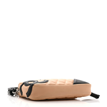 Chanel Calfskin Quilted Cambon Pochette Beige Black 4 of 10