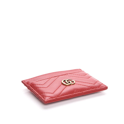 Gucci Calfskin Matelasse GG Marmont Card Holder Hibiscus Red 4 of 7