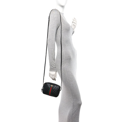 Gucci Calfskin Trapuntata Web Mini GG Shoulder Bag Black 2 of 11