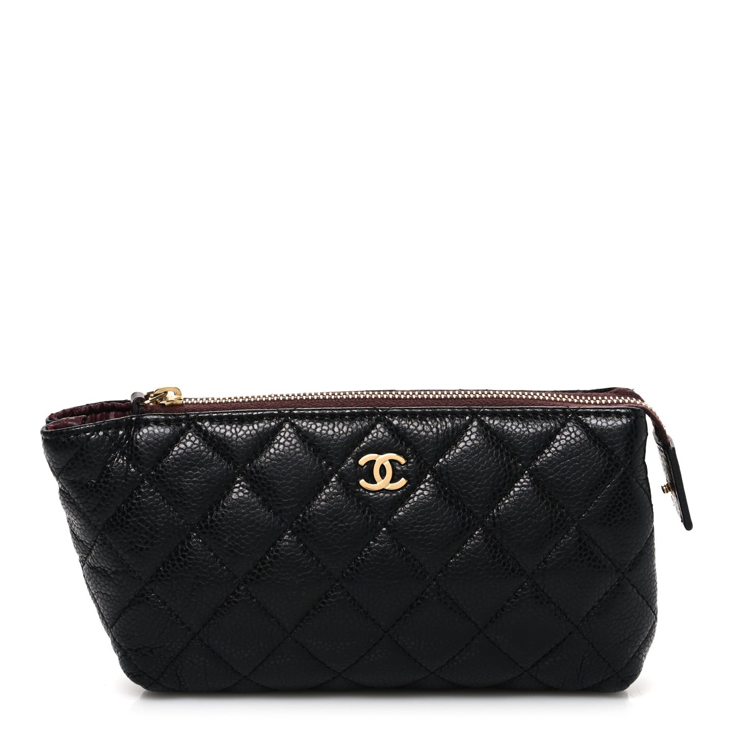 Caviar Quilted Zipped Cosmetic Case Black
