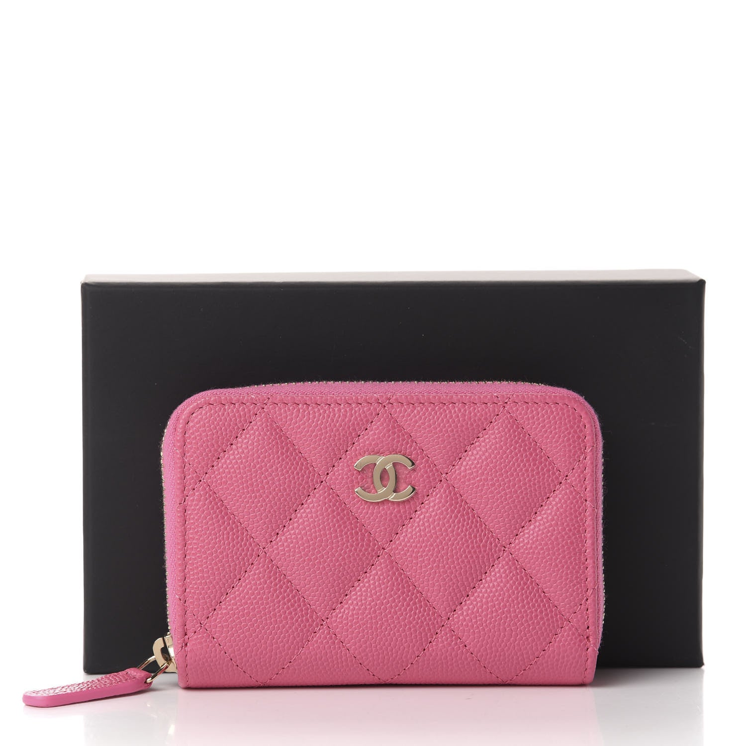 Chanel Caviar Quilted Zip Coin Purse Pink 8 of 8