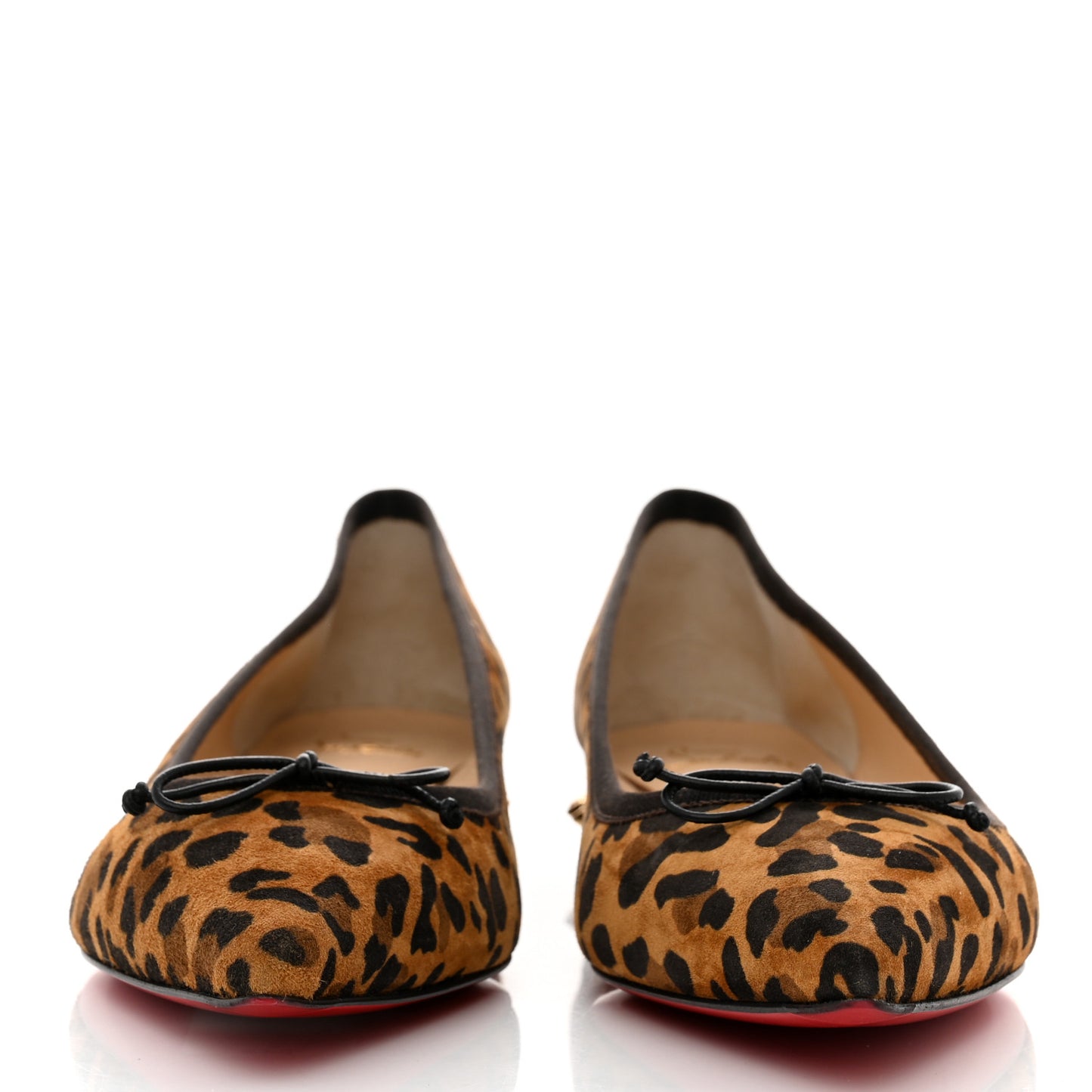 Veau Velours Nappa Leopard Print Spiked Hall Flats 41 Caramel
