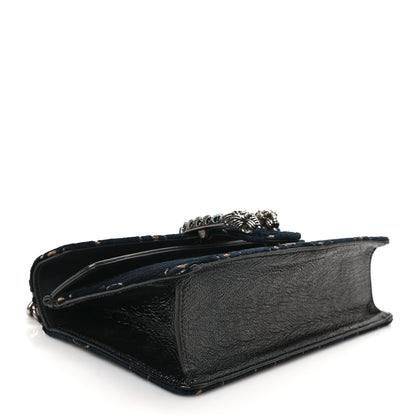 Gucci Velvet Skipper Crystal GG Monogram Small Dionysus Shoulder Bag Blue Beige Black 4 of 10