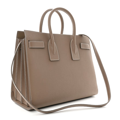 Saint Laurent Grained Calfskin Topstitch Small Classic Sac De Jour Taupe 3 of 16