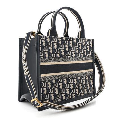 Christian Dior Oblique Calfskin Small Book Tote With Strap Blue Multicolor 4 of 11