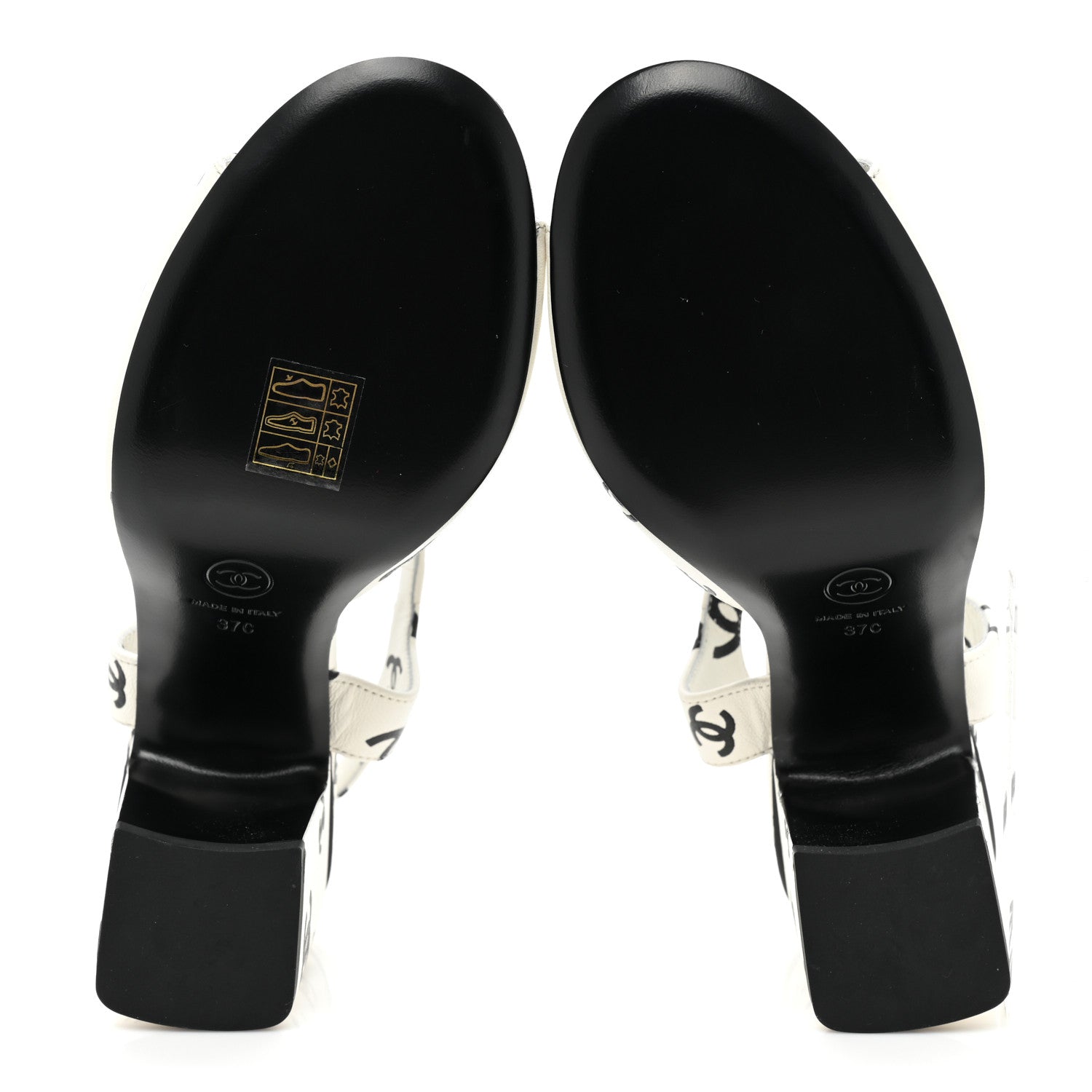 Chanel Lambskin Printed Coco Beach Sandals 37 White Black 6 of 10