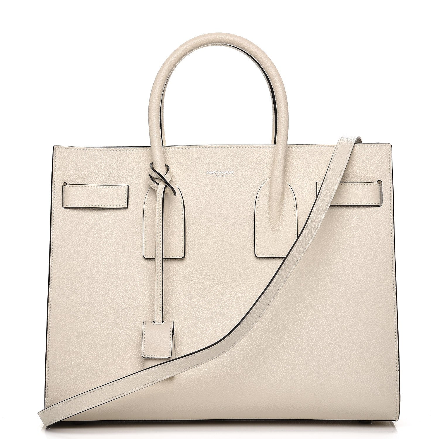Saint Laurent Grained Calfskin Small Sac De Jour Dove White Black 1 of 9