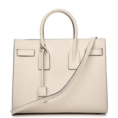 Saint Laurent Grained Calfskin Small Sac De Jour Dove White Black 1 of 9