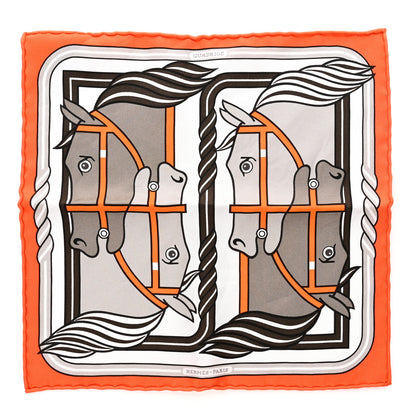 Hermes Silk Quadrige II Nano Scarf 20 Orange Etoupe White 1 of 4