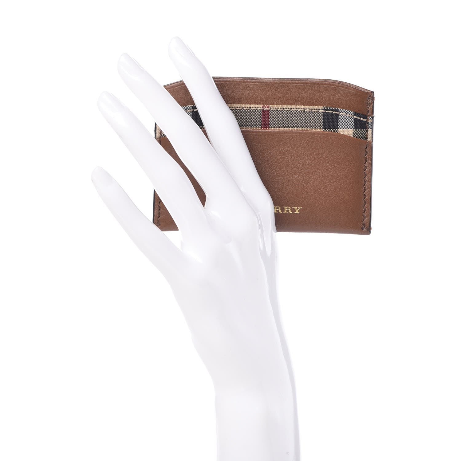 Burberry Calfskin Horseferry Check Izzy Card Case Tan 2 of 7
