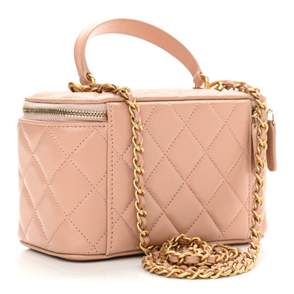 Chanel Lambskin Quilted Small Top Handle Vanity Case With Chain Beige 3 of 11