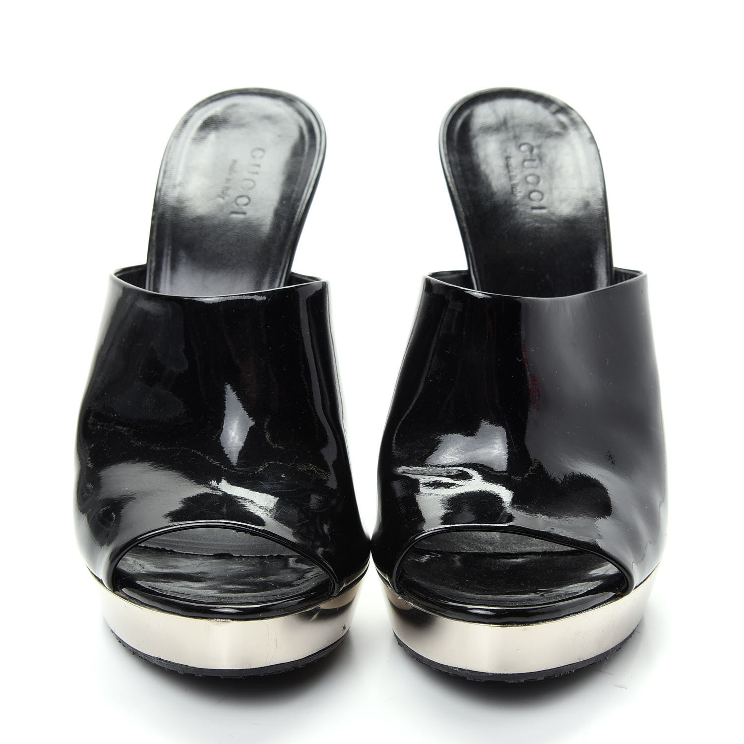 Gucci Patent Platform High Heel Slides 8 Black 2 of 10