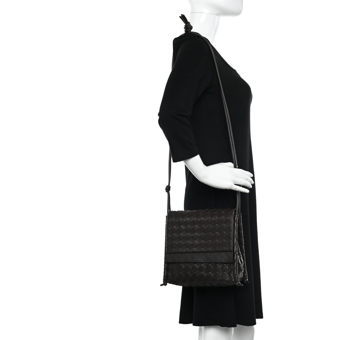 Nappa Intrecciato Small Knot Flap Crossbody Fondente