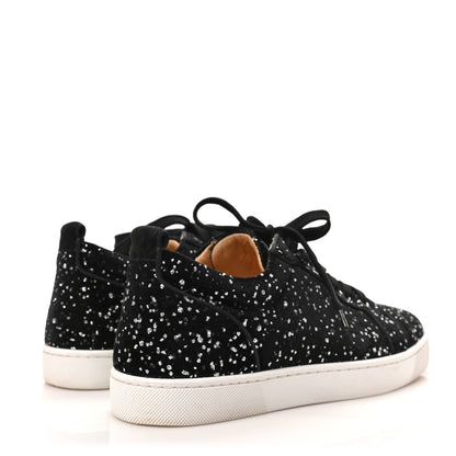 Christian Louboutin Velvet Glitter Men's Louis Junior Flat Sneakers 40 Black Silver 4 of 7