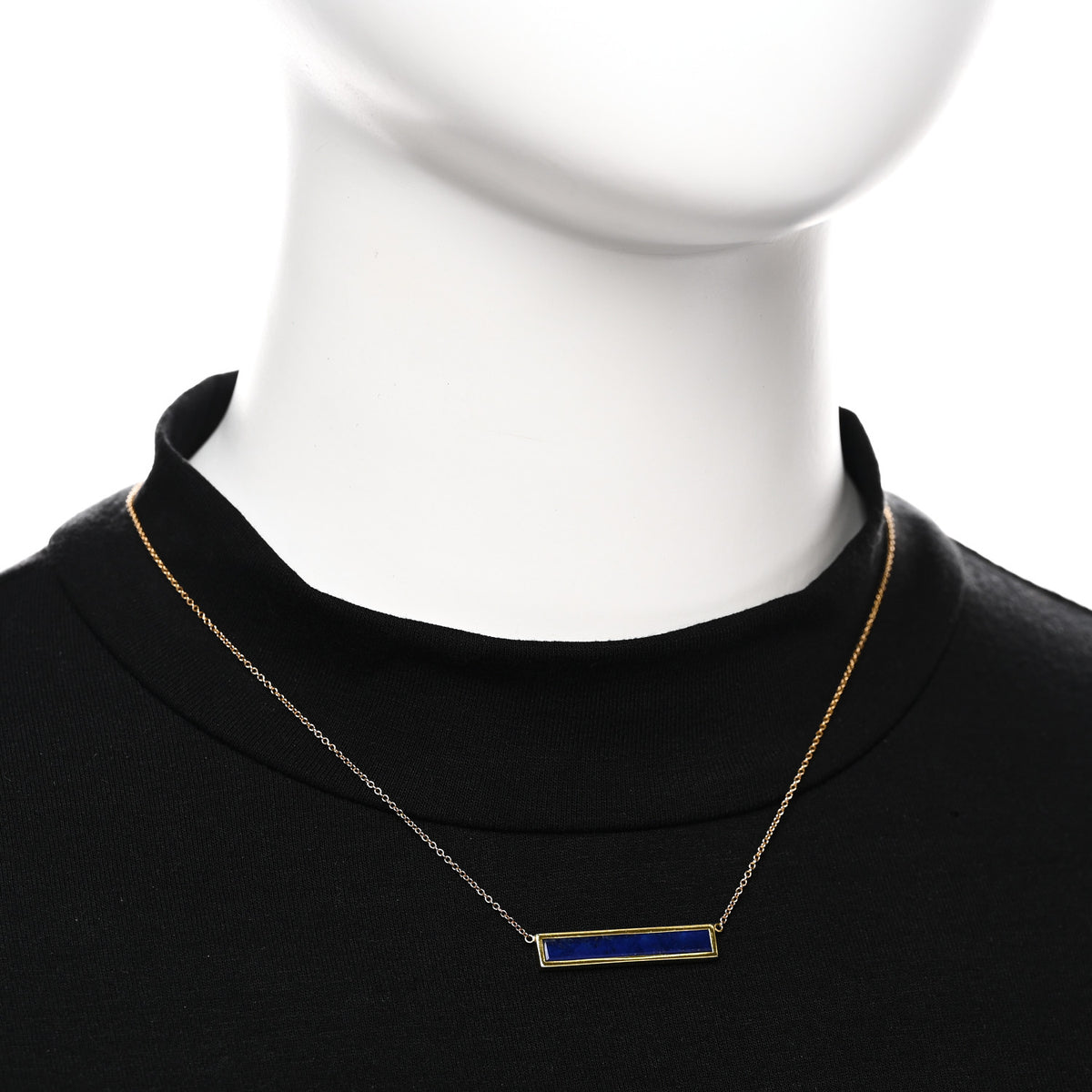 Jennifer Meyer 18K Yellow Gold Lapis Lazuli Bar Pendant Necklace 2 of 7