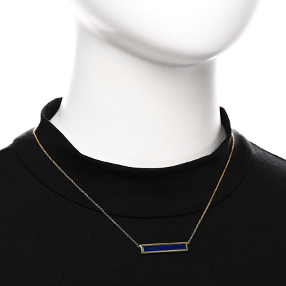 Jennifer Meyer 18K Yellow Gold Lapis Lazuli Bar Pendant Necklace 2 of 7