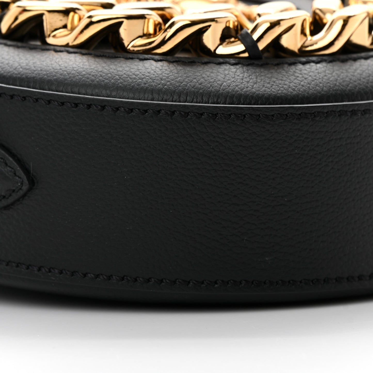 Calfskin Mini La Medusa Chain Round Crossbody Bag Black