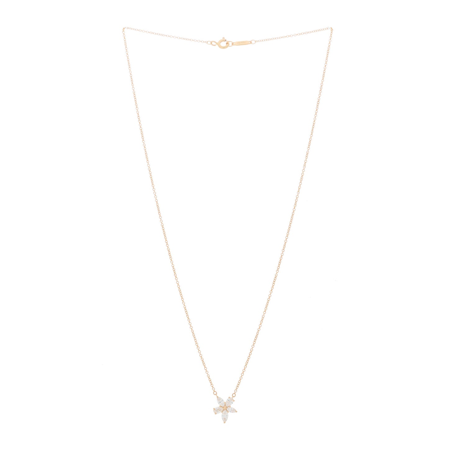 18K Rose Gold Diamond Large Victoria Mixed Cluster Pendant Necklace