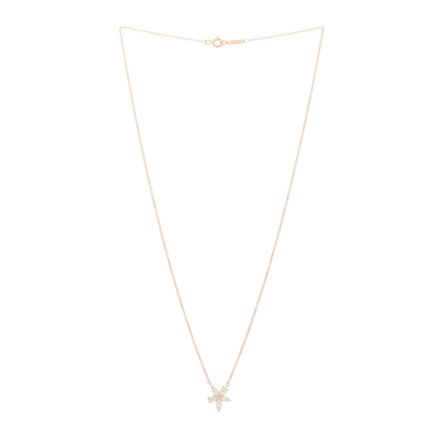Tiffany 18K Rose Gold Diamond Large Victoria Mixed Cluster Pendant Necklace 2 of 4