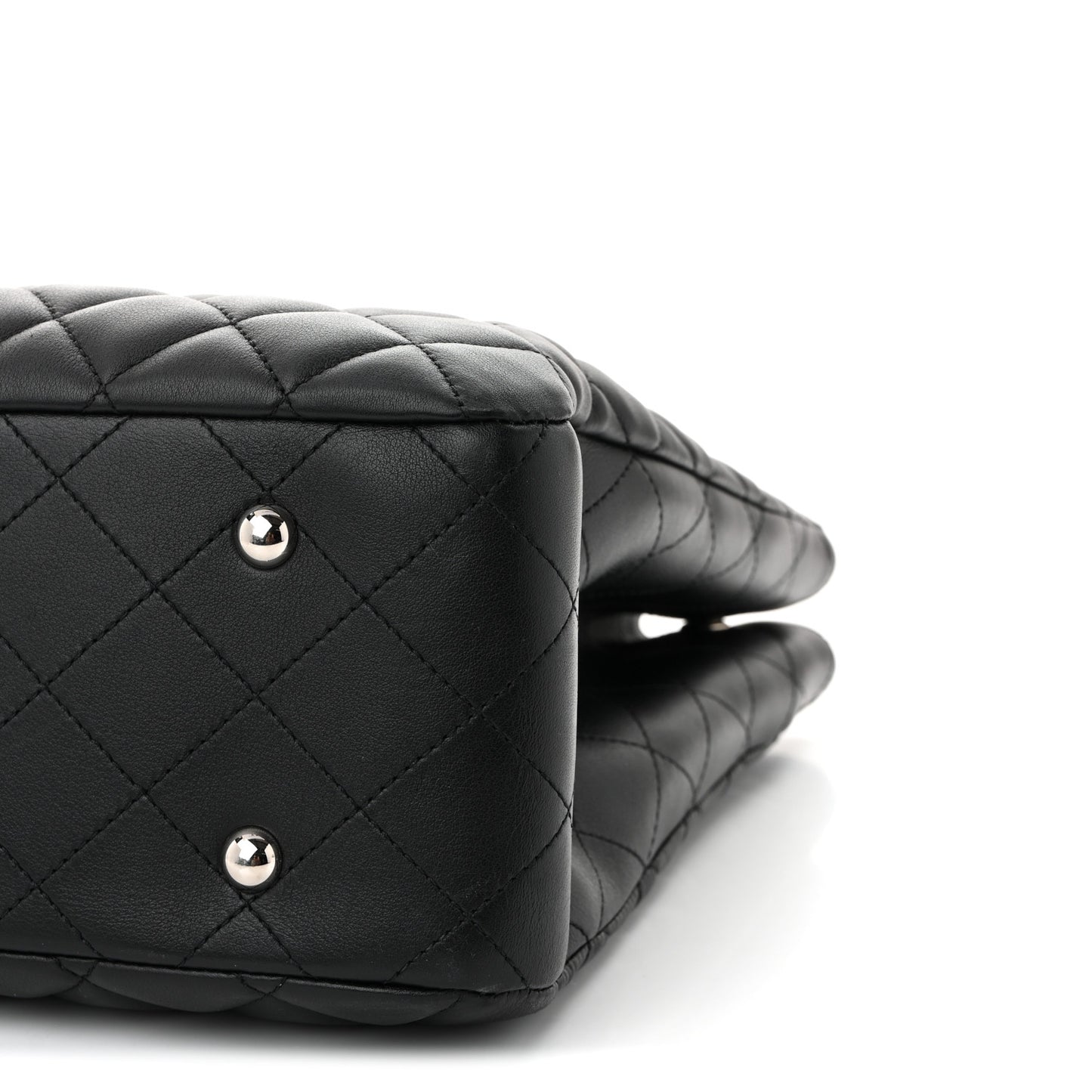 Calfskin Quilted Large Classic Shopping Tote Black