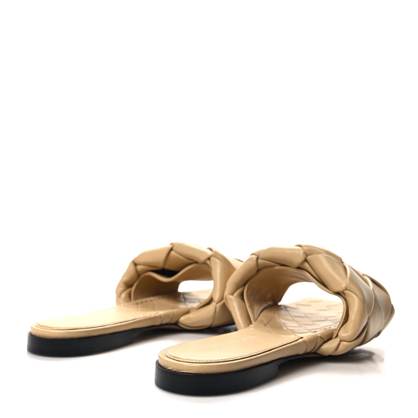 Nappa Maxi Intrecciato Lido Flat Sandals 39 Cane Sugar