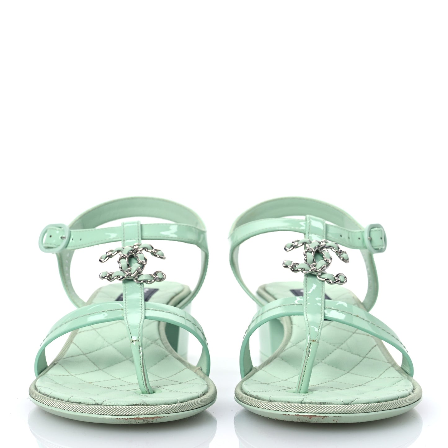 Patent CC Logo Thong Sandals 38.5 Green
