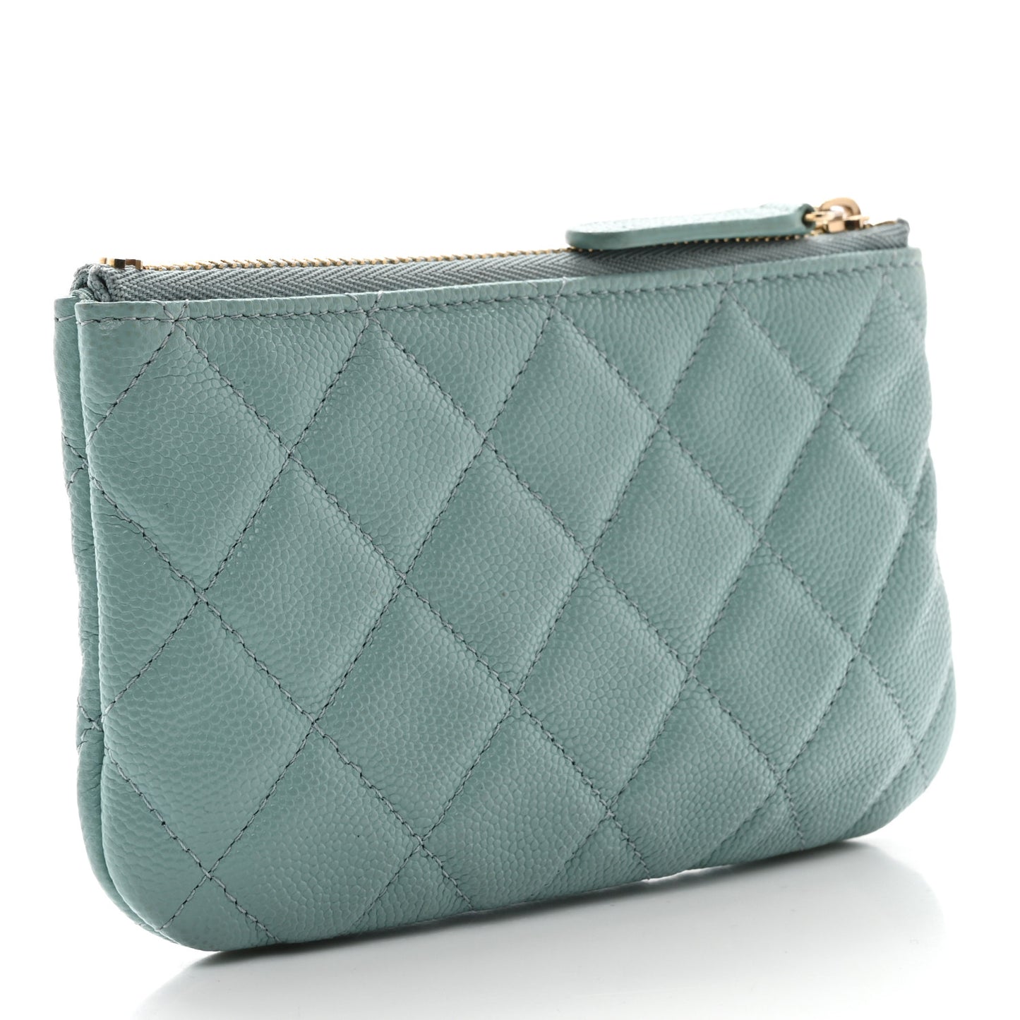 Caviar Quilted Small Cosmetic Case Light Blue
