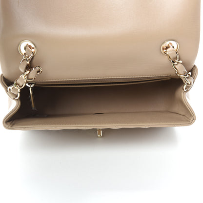Chanel Lambskin Quilted Mini Rectangular Flap Dark Beige 5 of 11