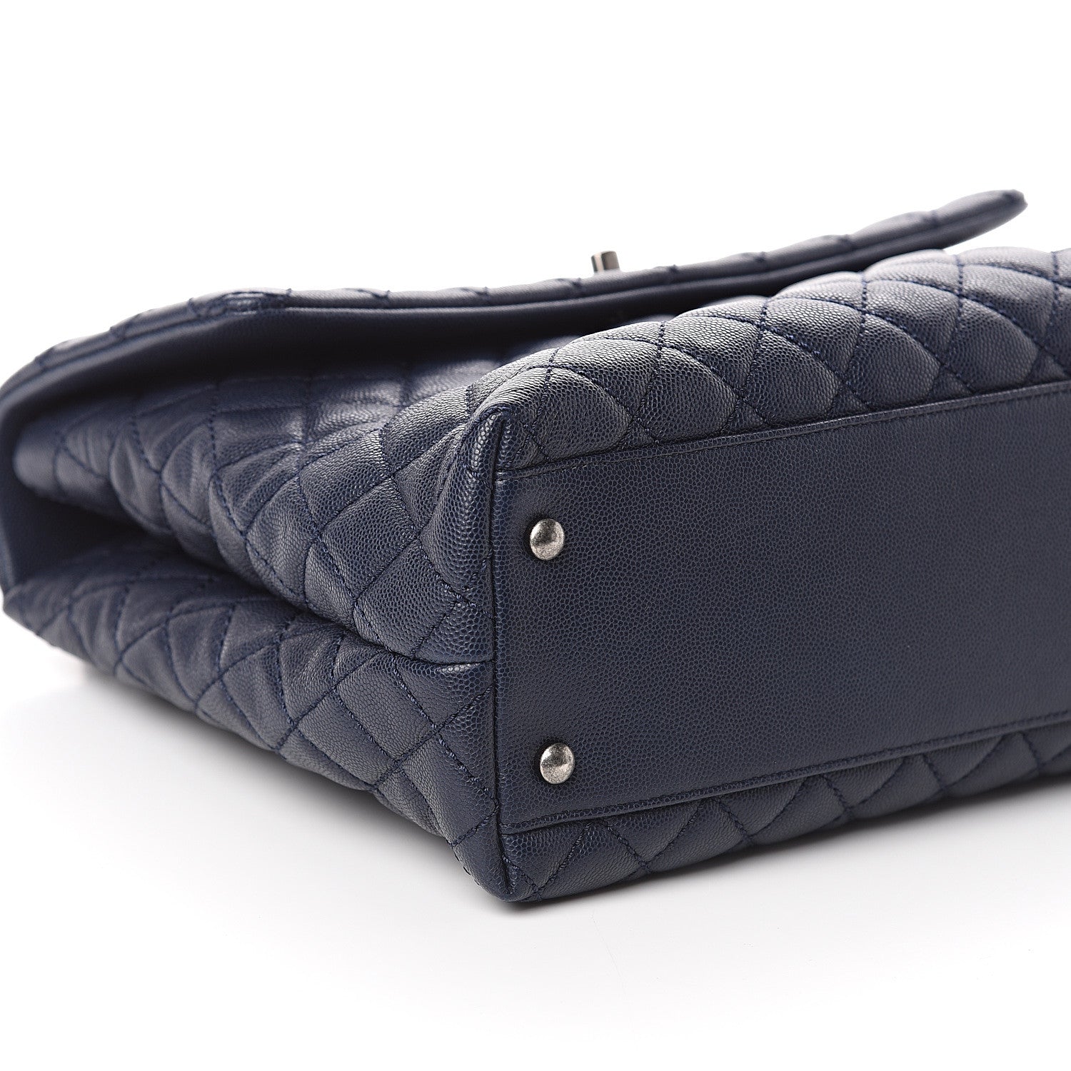 Chanel Caviar Quilted Large Coco Handle Flap Blue 8 of 9