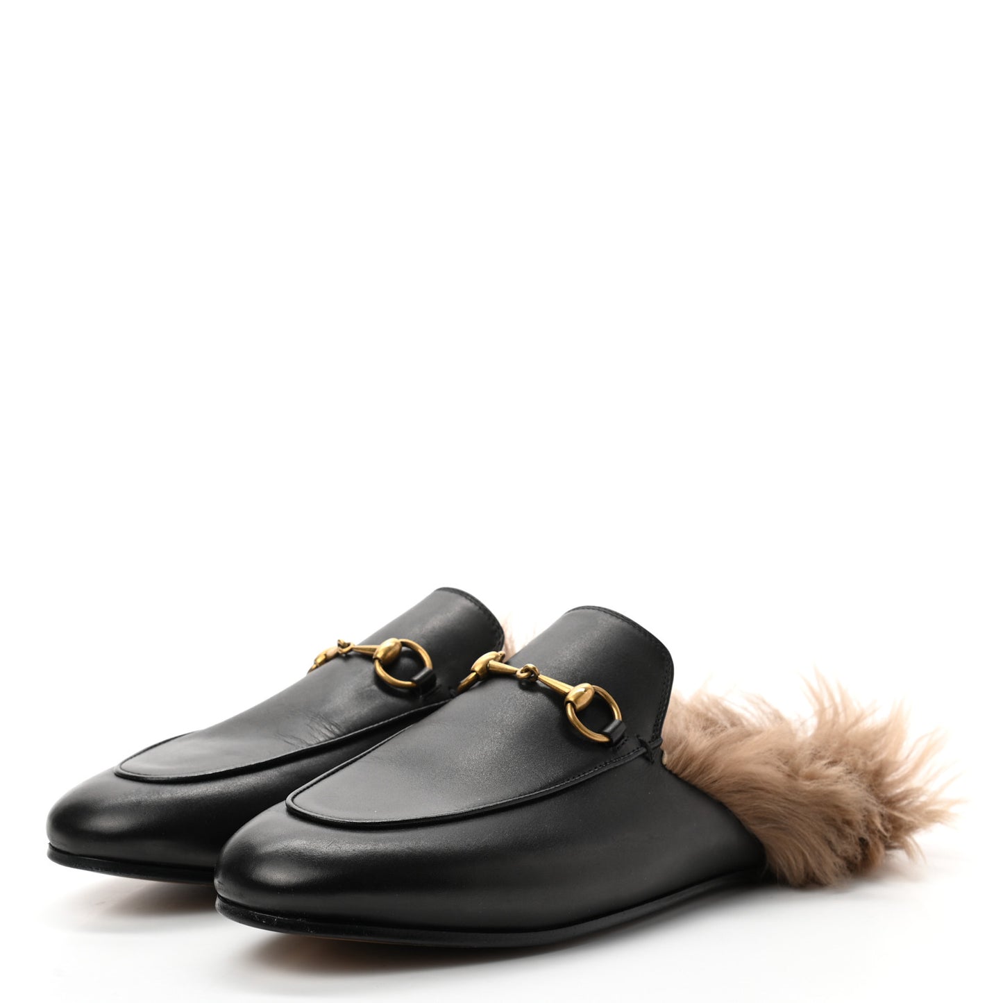Calfskin Fur Womens Princetown Slippers 38 Black