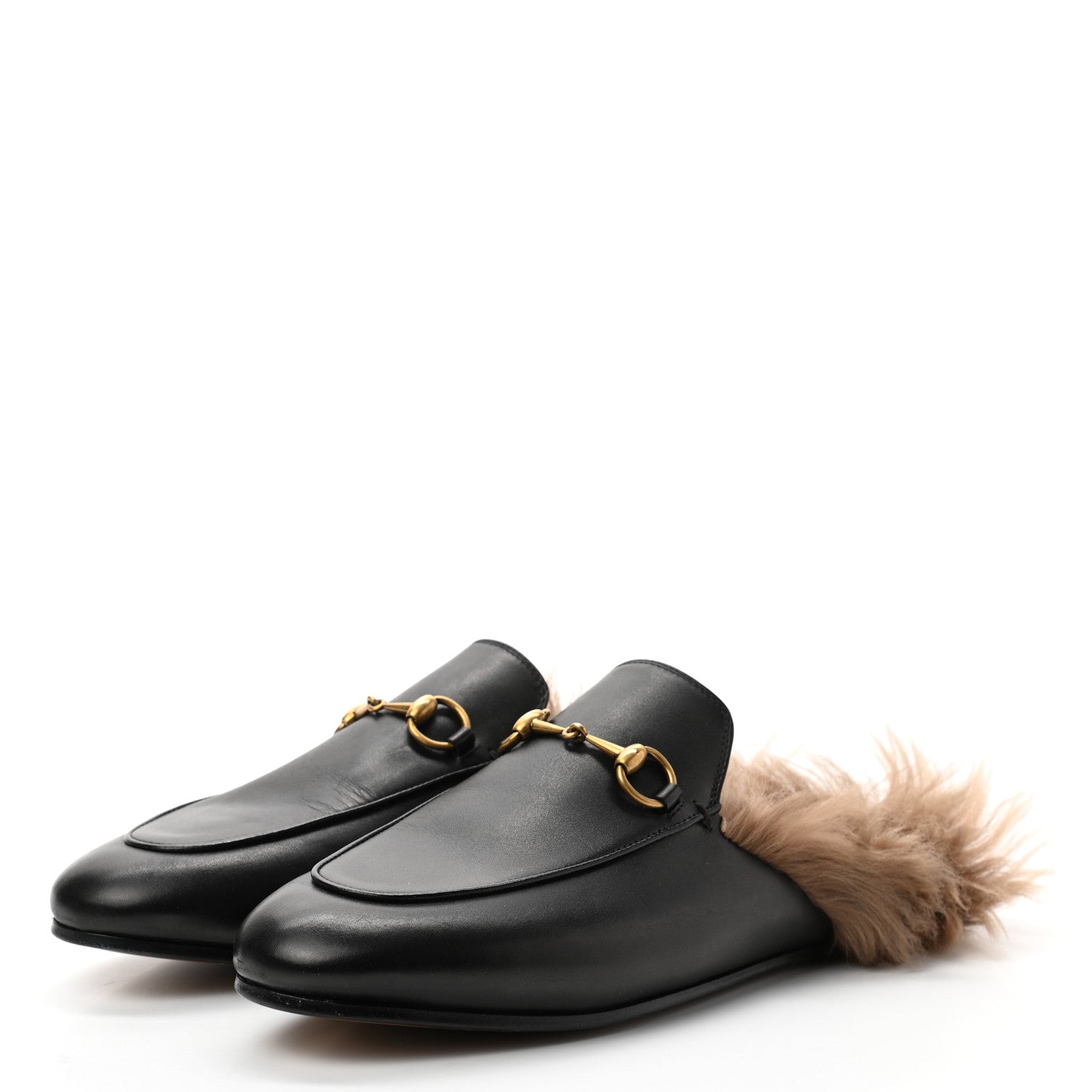 Gucci Calfskin Fur Womens Princetown Slippers 38 Black 4 of 7