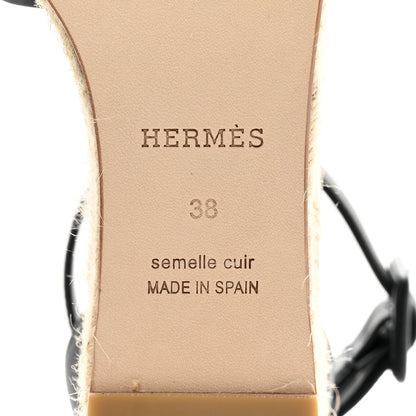 Hermes Goatskin Elda Espadrille Wedge Sandals 38 Black 6 of 12