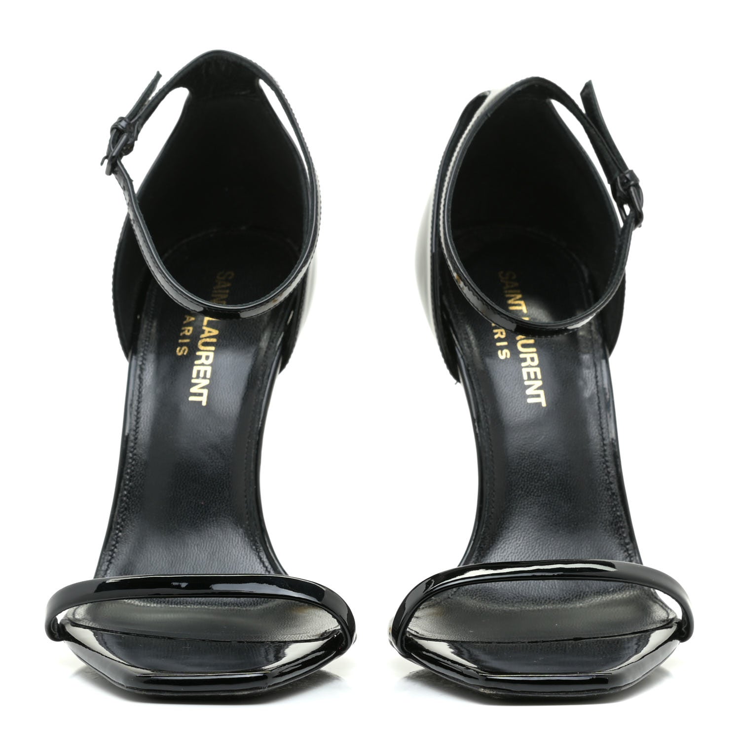 Saint Laurent Patent Calfskin Opyum 110 Sandals 36.5 Black Gold 2 of 8