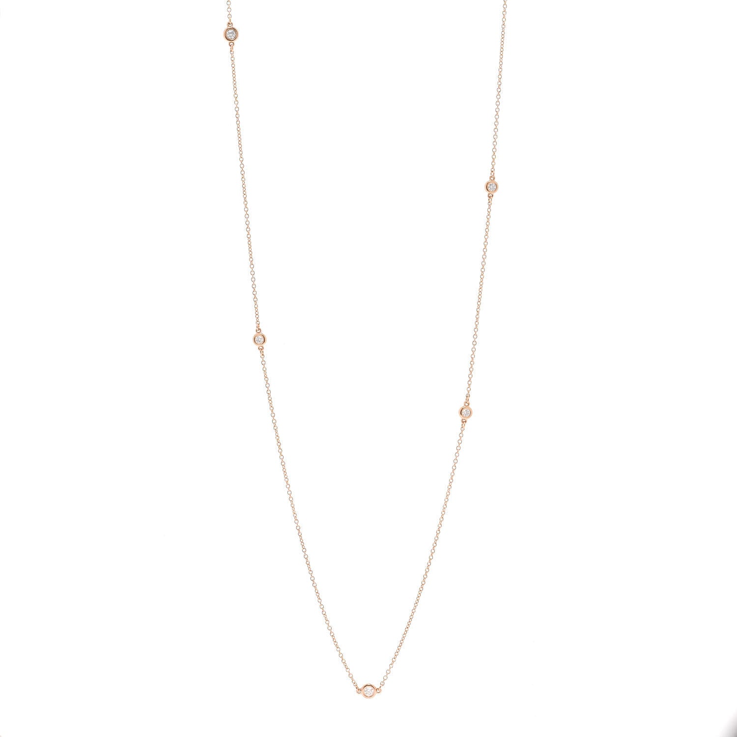 Tiffany 18K Rose Gold Diamond .31ctw Elsa Peretti Diamonds by the Yard Sprinkle Necklace 1 of 5