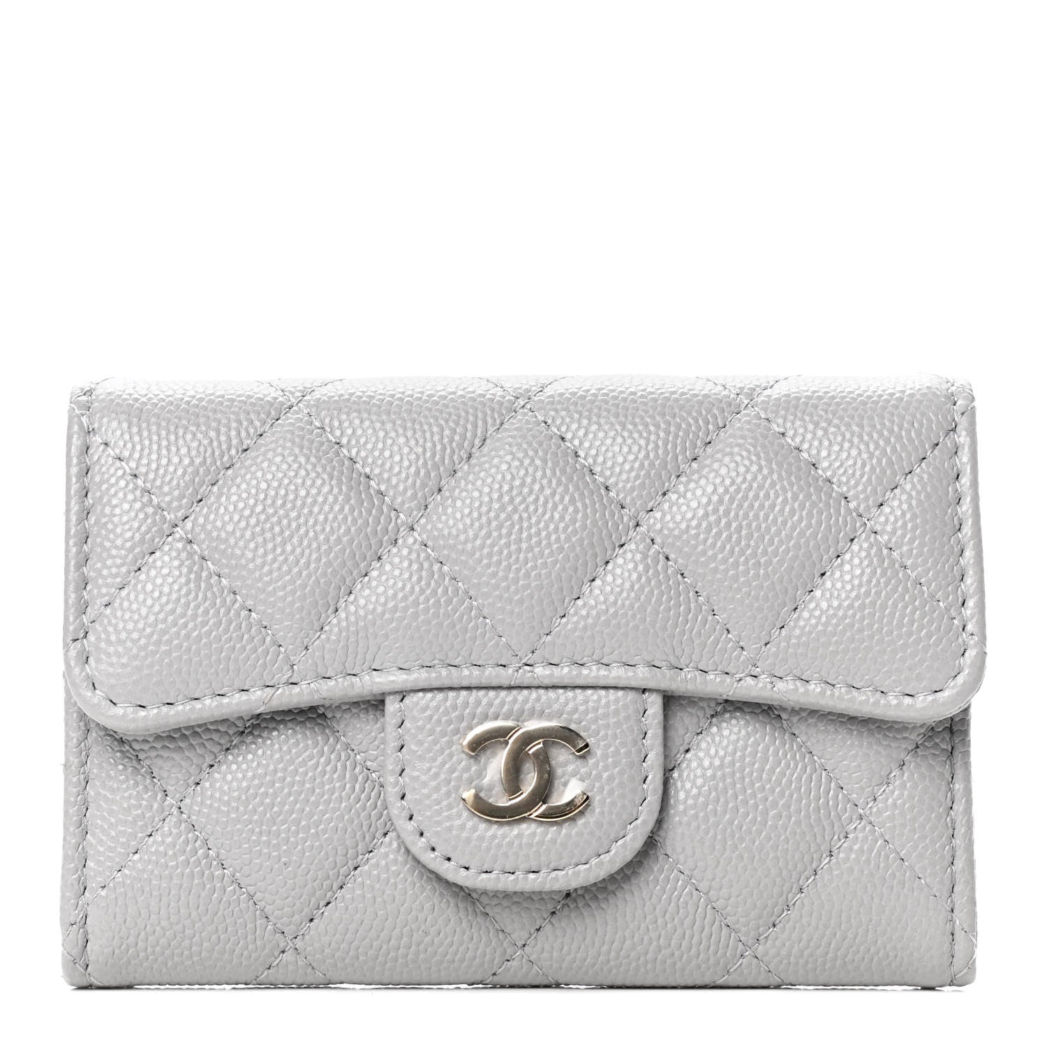 Chanel Caviar Quilted Flap Card Holder Wallet Grey 1 of 4