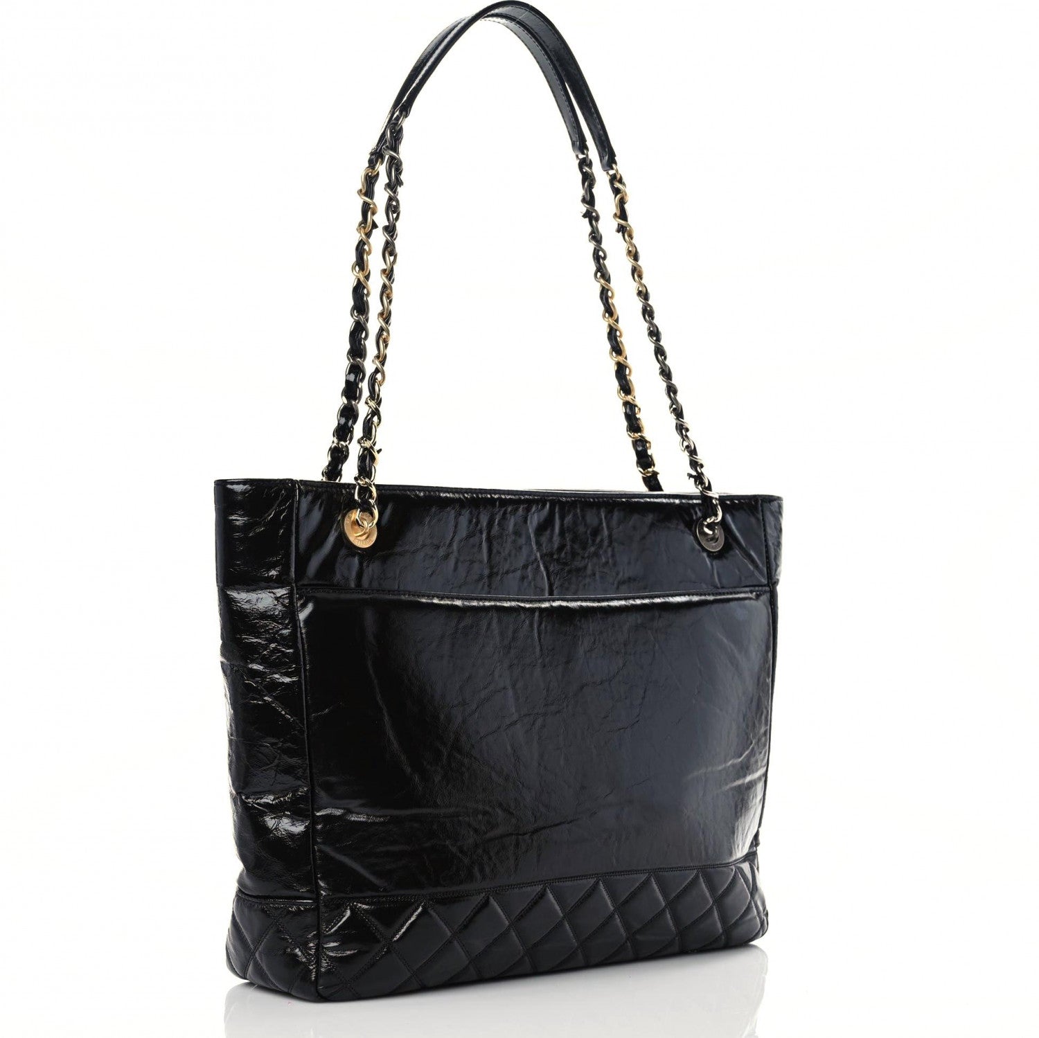Chanel Shiny Aged Calfskin Quilted Large Shopping Bag Black 3 of 12