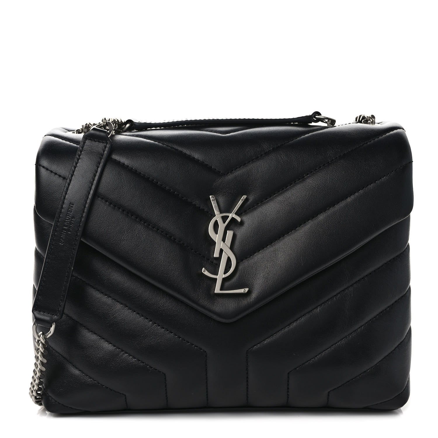 Saint Laurent Calfskin Y Quilted Monogram Small Loulou Chain Satchel Black 1 of 10