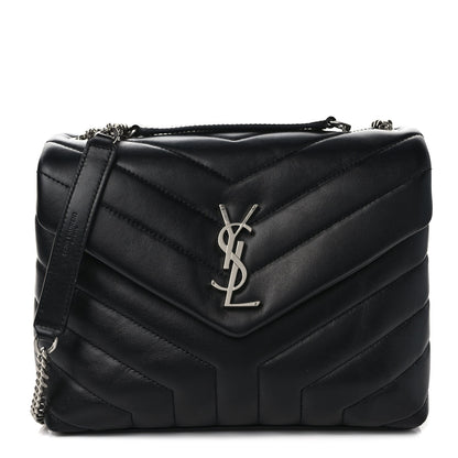 Saint Laurent Calfskin Y Quilted Monogram Small Loulou Chain Satchel Black 1 of 10