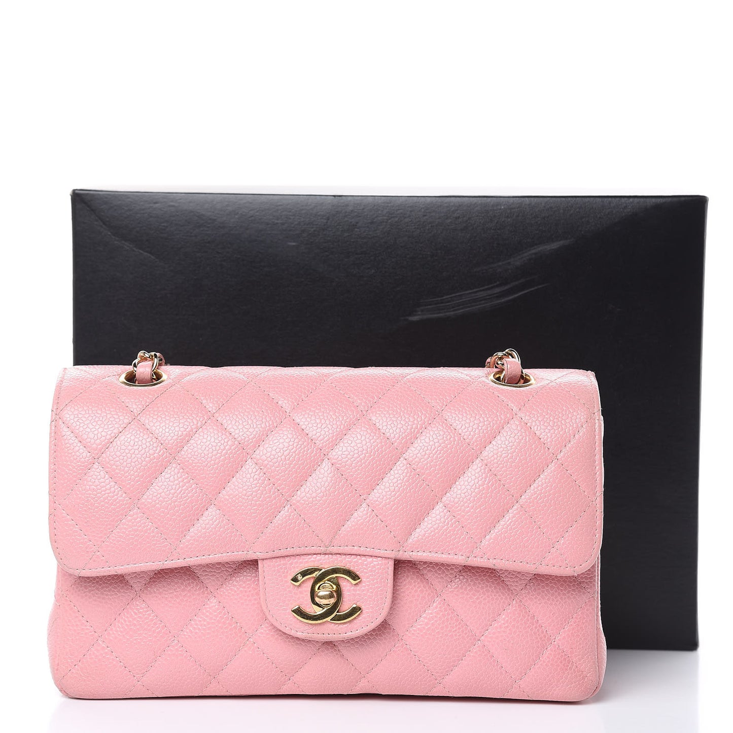 Caviar Quilted Small Double Flap Pink