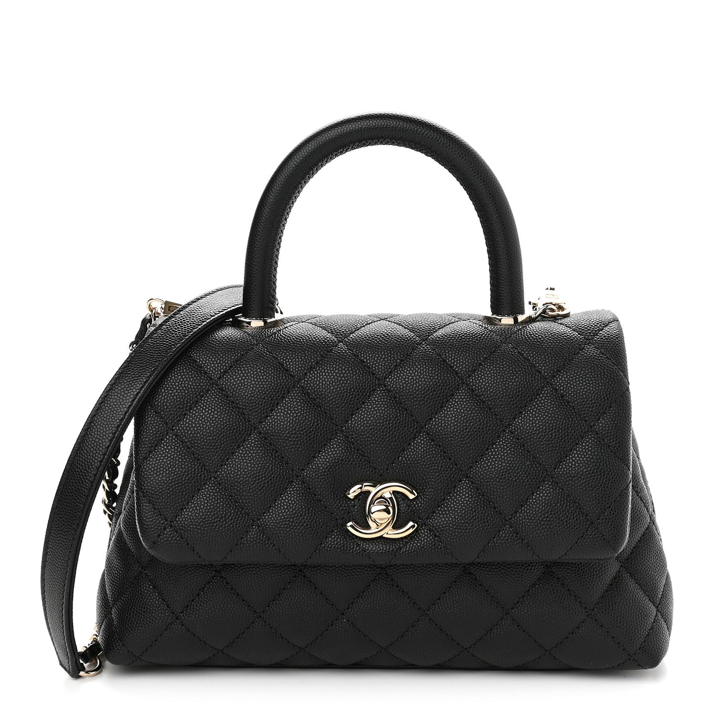 Caviar Quilted Mini Coco Handle Flap Black
