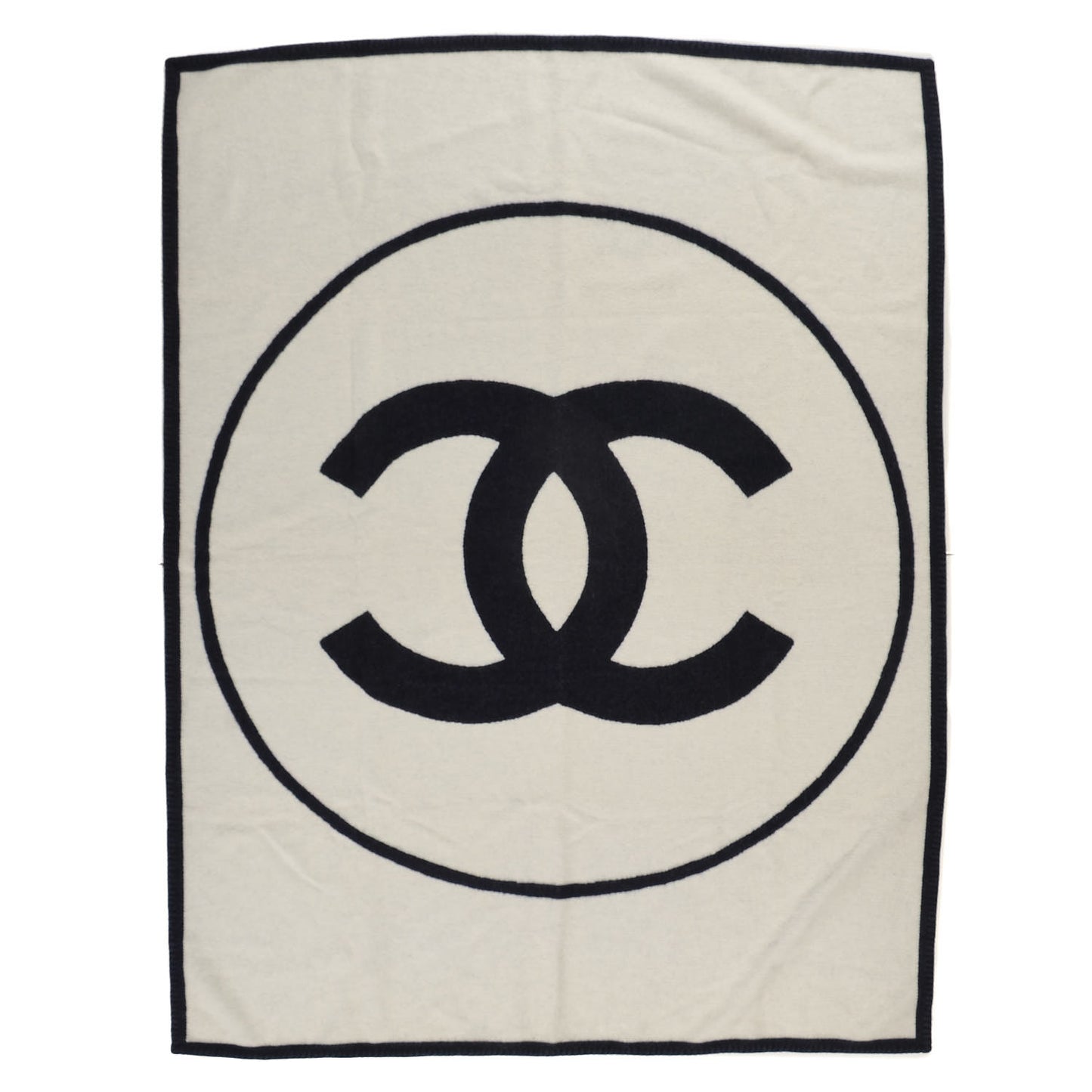 Merino Wool Cashmere CC Throw Blanket Black Beige