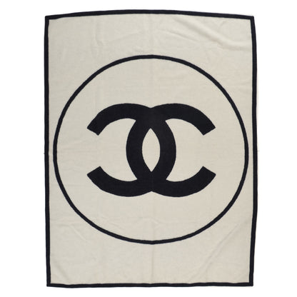 Chanel Merino Wool Cashmere CC Throw Blanket Black Beige 1 of 4