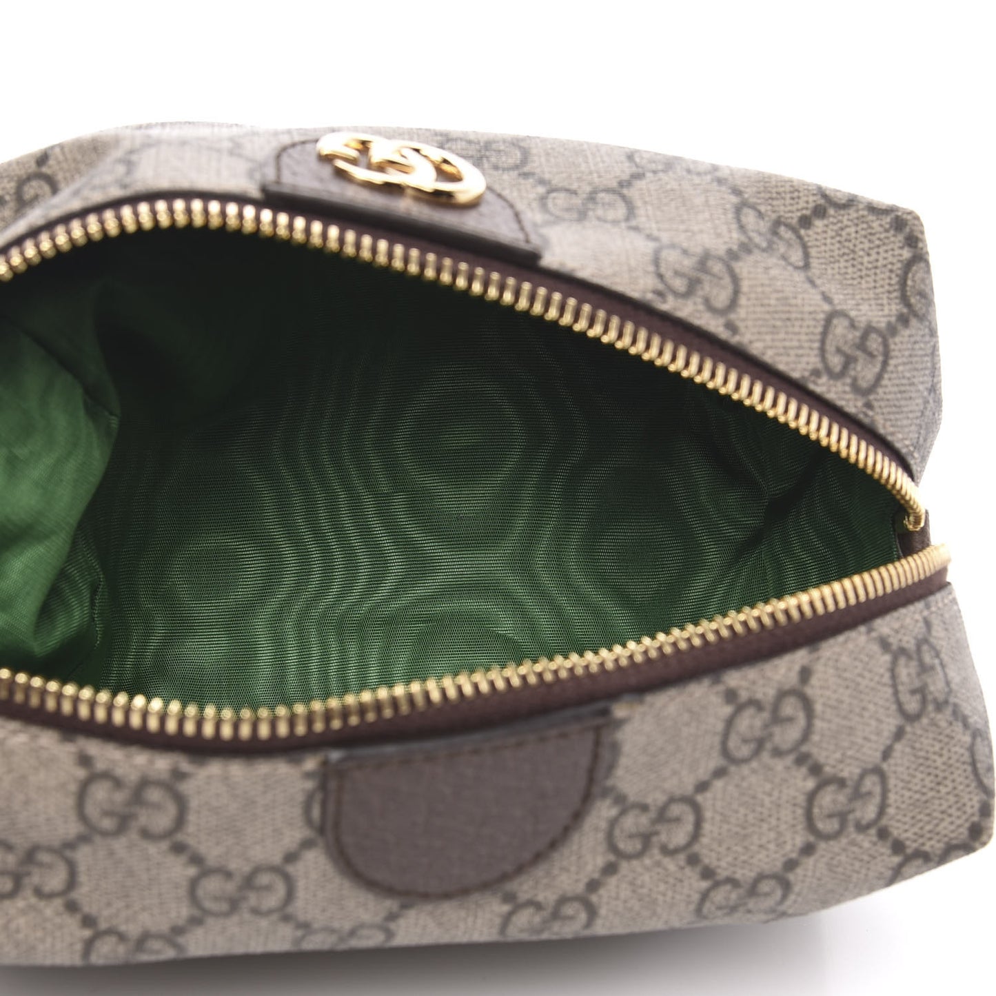 Soft GG Supreme Monogram Calfskin Medium Ophidia Cosmetic Case Beige Ebony New Acero
