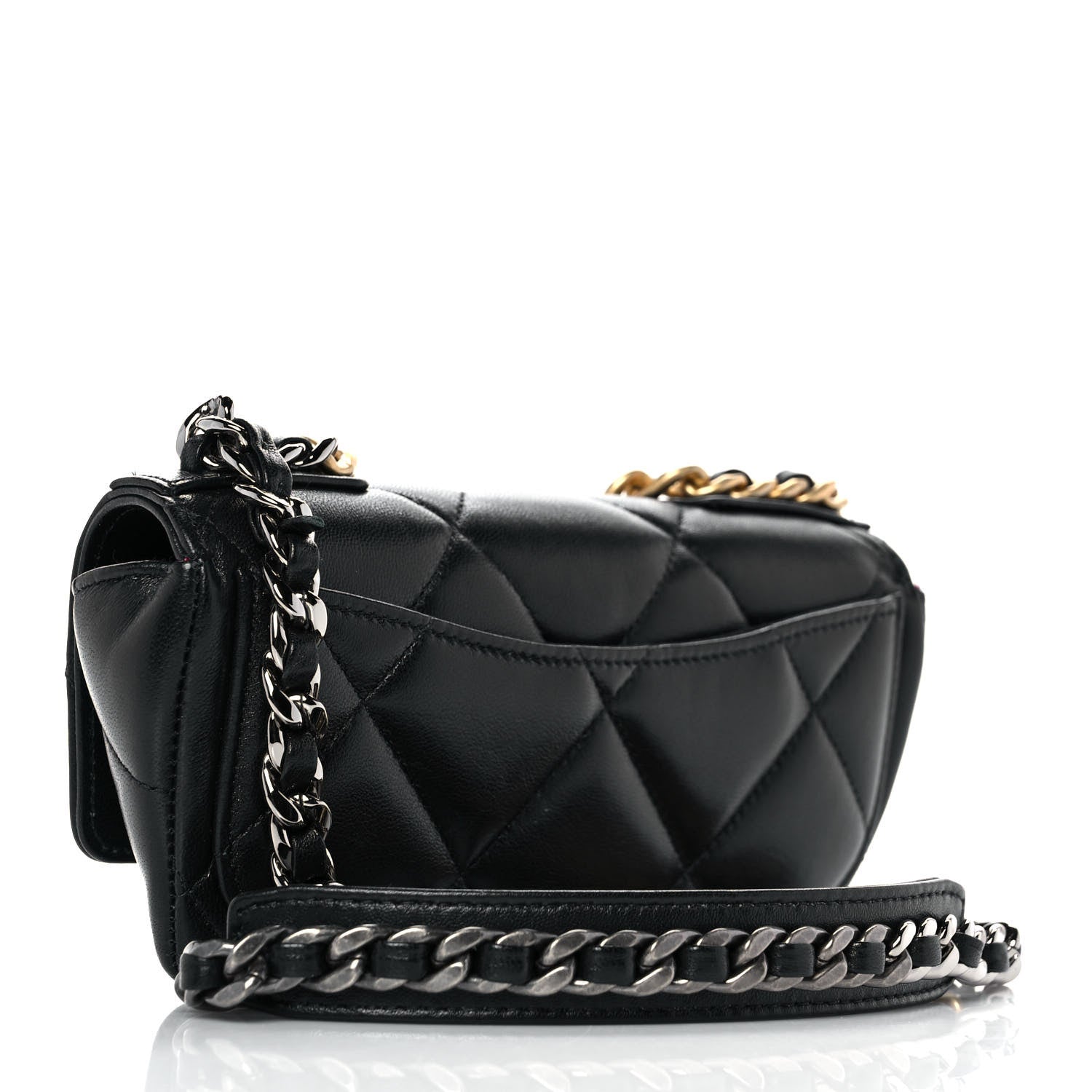 Chanel Goatskin Quilted Chanel 19 Glasses Case With Chain Black 3 of 10