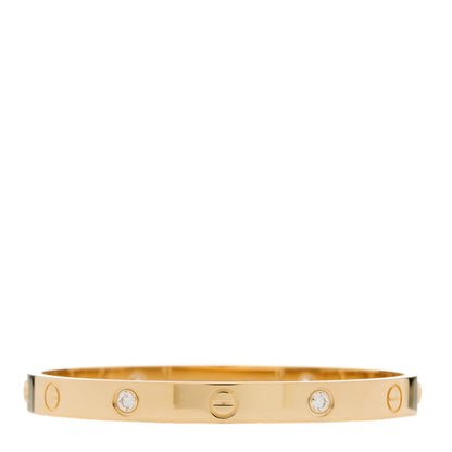 Cartier 18K Yellow Gold 4 Diamond LOVE Bracelet 17 1 of 8