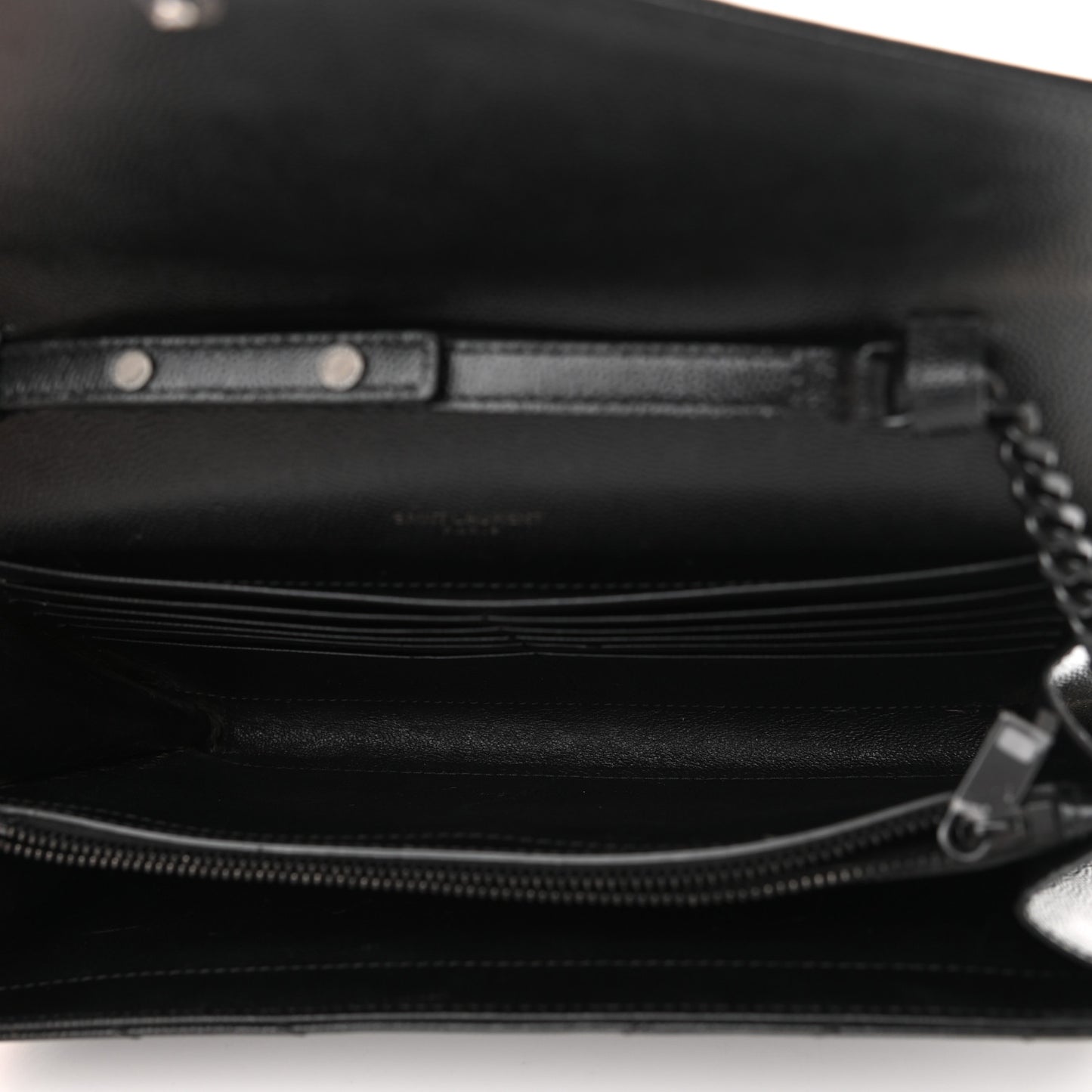 Grain De Poudre Matelasse Chevron Monogram Chain Wallet Black
